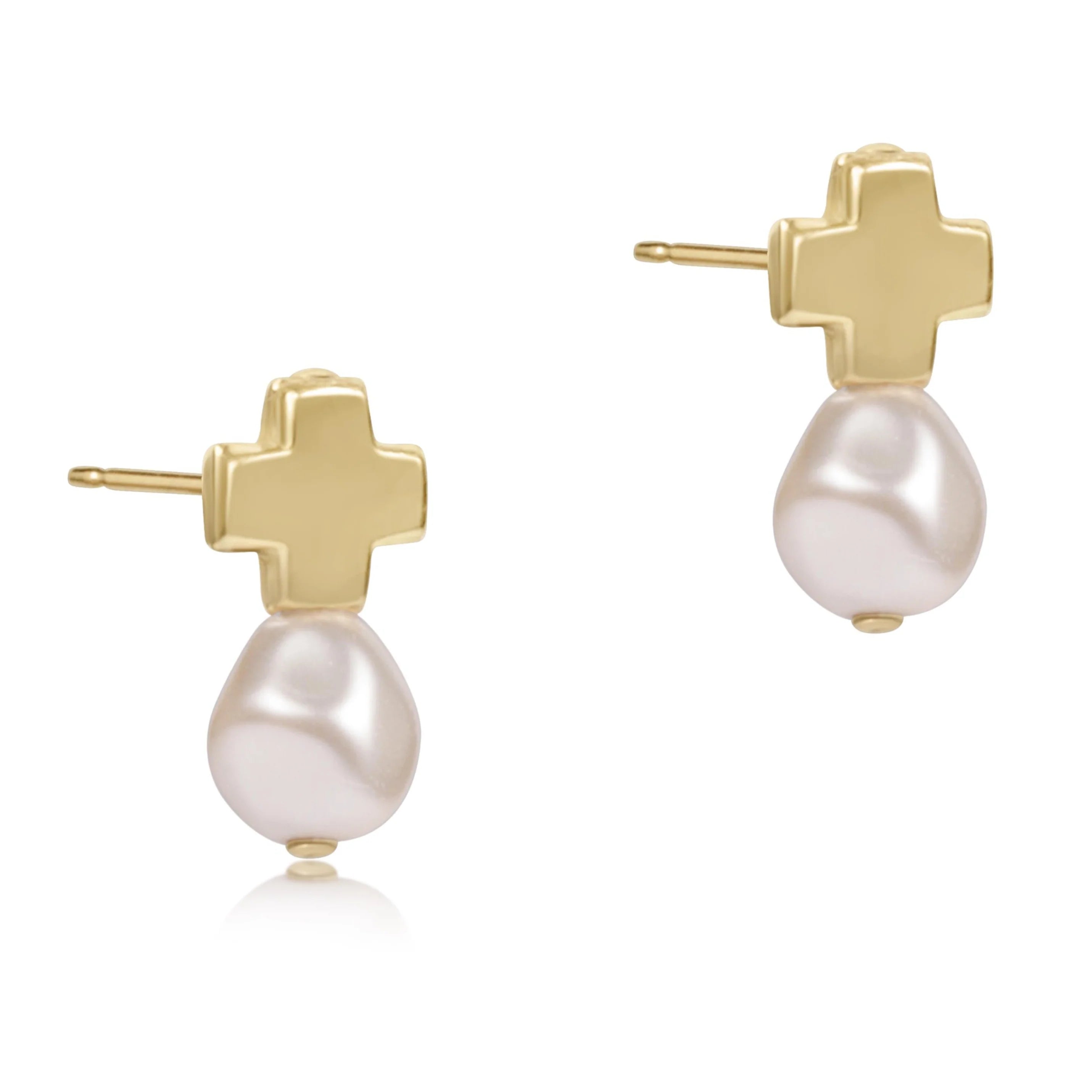 ENEWTON Signature Cross Gold Stud - Classic Pearl