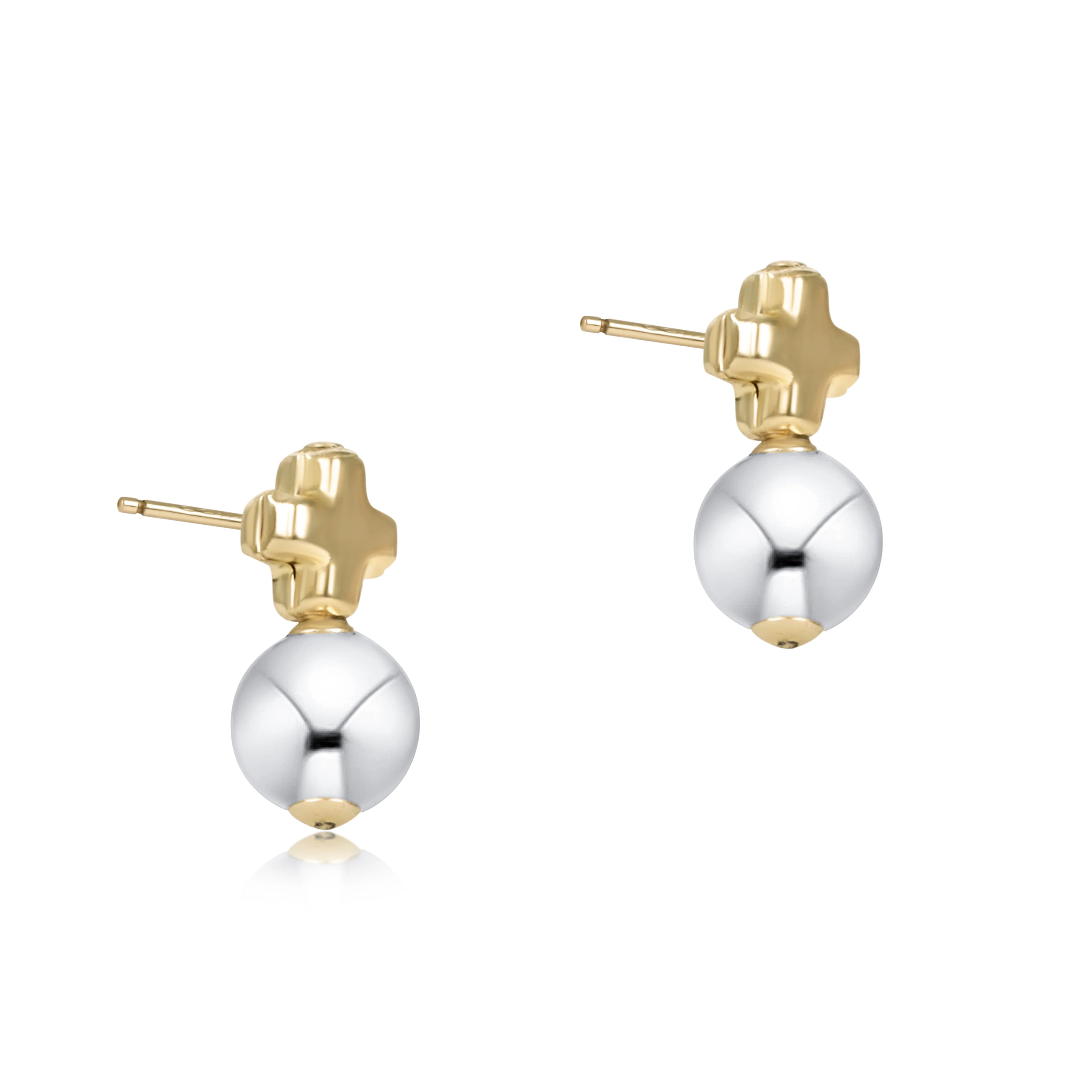 ENEWTON Signature Cross Small Mixed Metal Studs - Classic Sterling