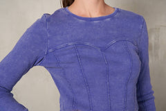 CRAZED Mineral Wash RibKnit LongSleeve Corset Top