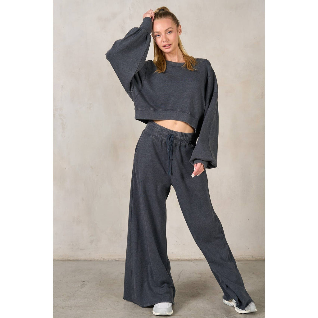 Matching Rib Wide Oversize Sweatpants: HUNTER GREEN / S
