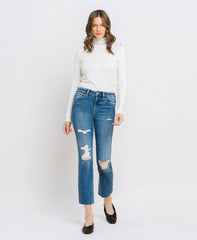 VERVET by Flying Monkey LEIGH HiRise Distressed Slim Straight Jean