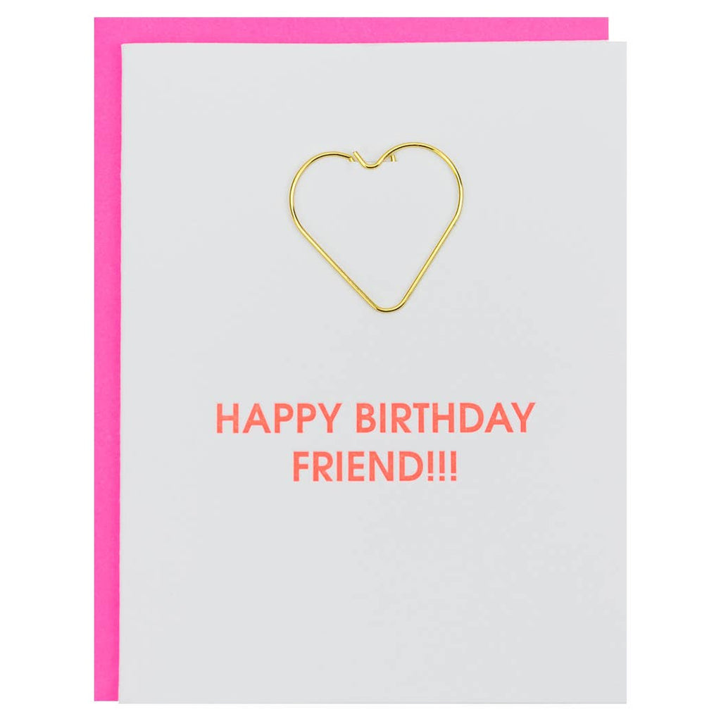 CG HAPPY BIRTHDAY FRIEND - Heart Paper Clip Letterpress Card