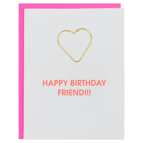 CG HAPPY BIRTHDAY FRIEND - Heart Paper Clip Letterpress Card