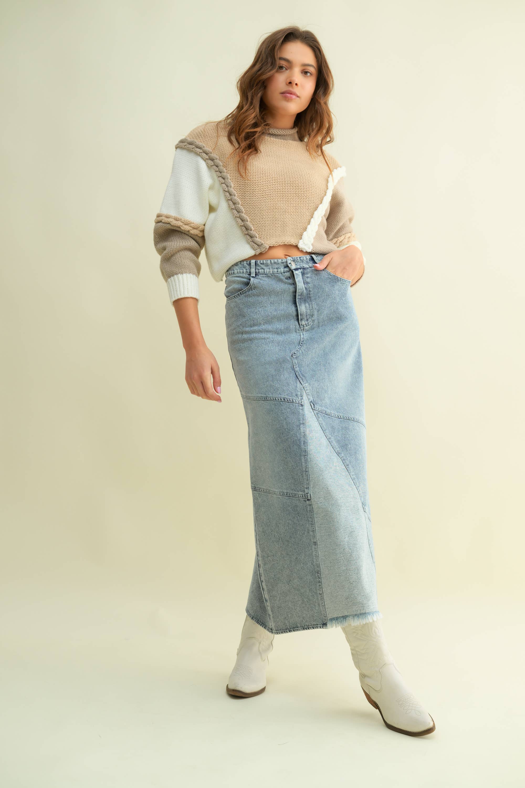 NINA TwoTone Contrast ColorBlock Sweater