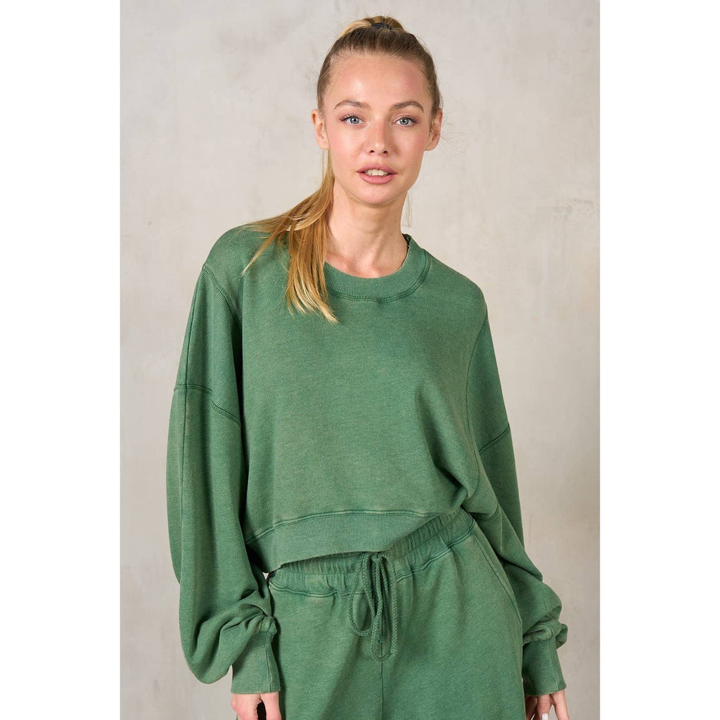 BROOKS RibKnit WaistCrop Sweatshirt Top