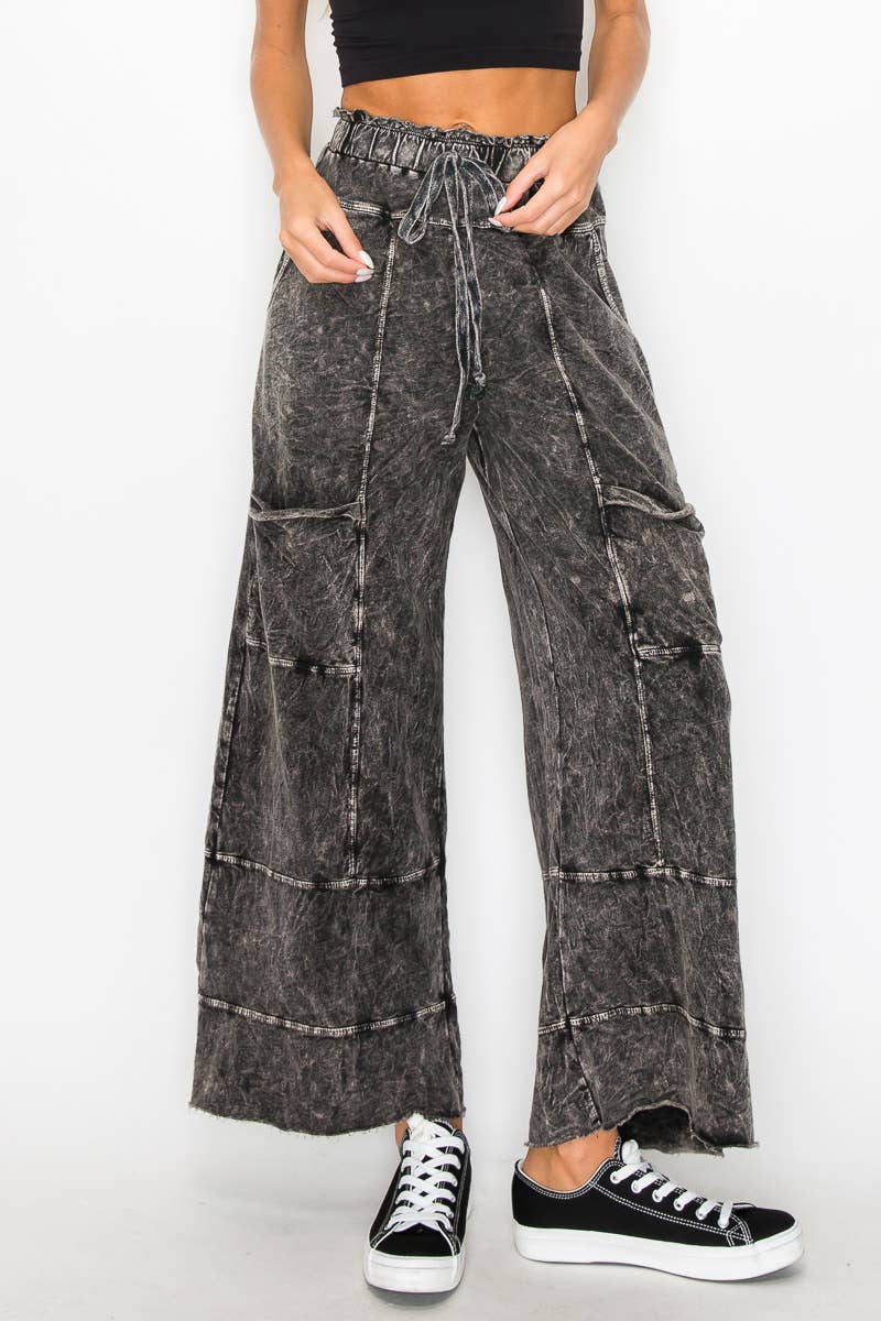 ECHOES Mineral Wash Wide leg Cropped pants