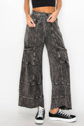 ECHOES Mineral Wash Wide leg Cropped pants