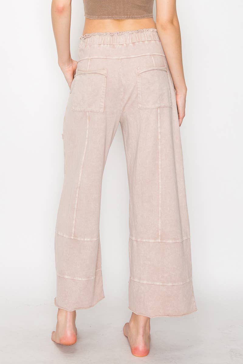 ECHOES Mineral Wash Wide leg Cropped pants