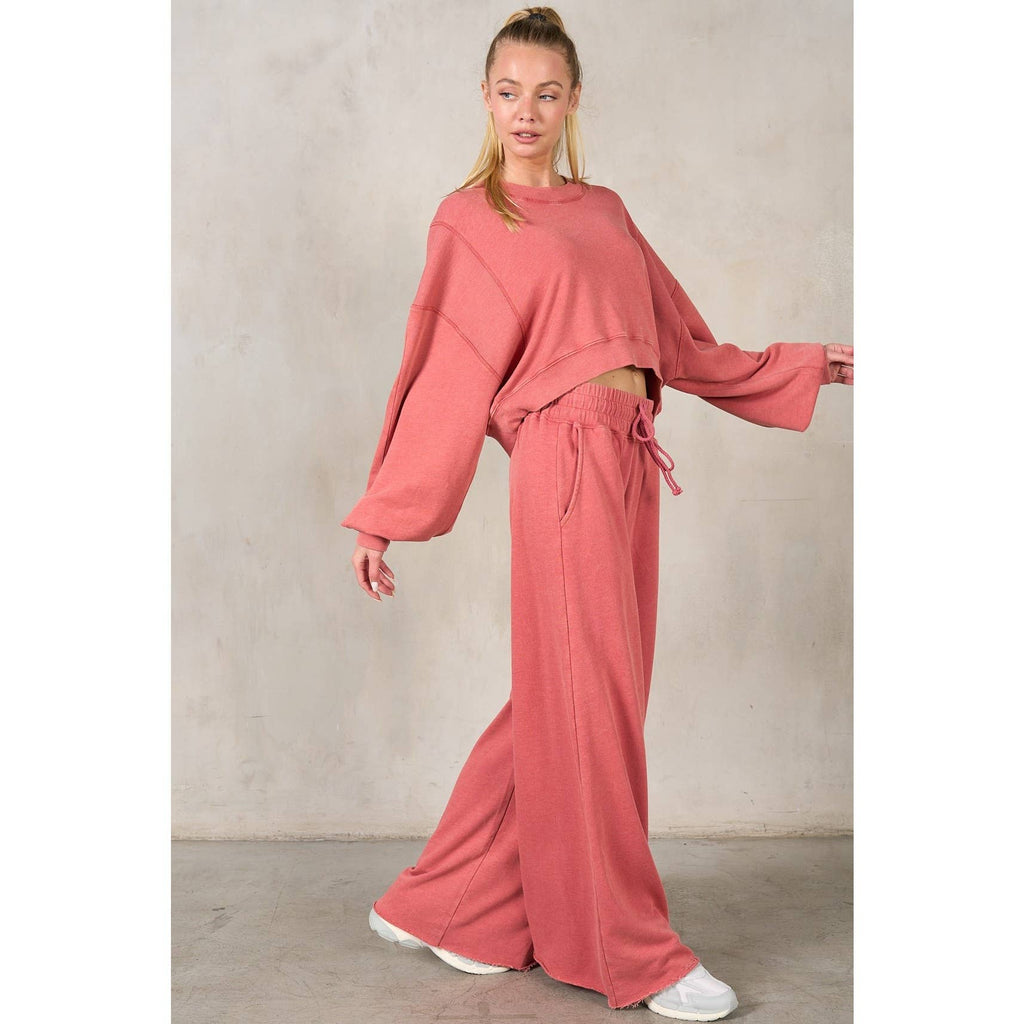 Matching Rib Wide Oversize Sweatpants: HUNTER GREEN / L