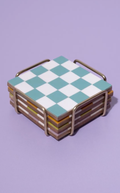 Checkered Coasters Colored with Stand