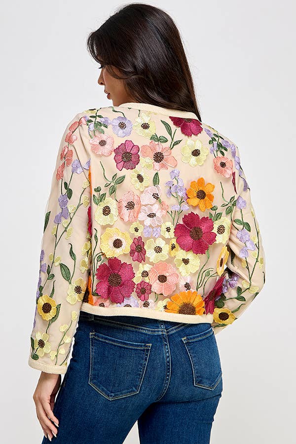 POPPY Flower Appliqué Jacket