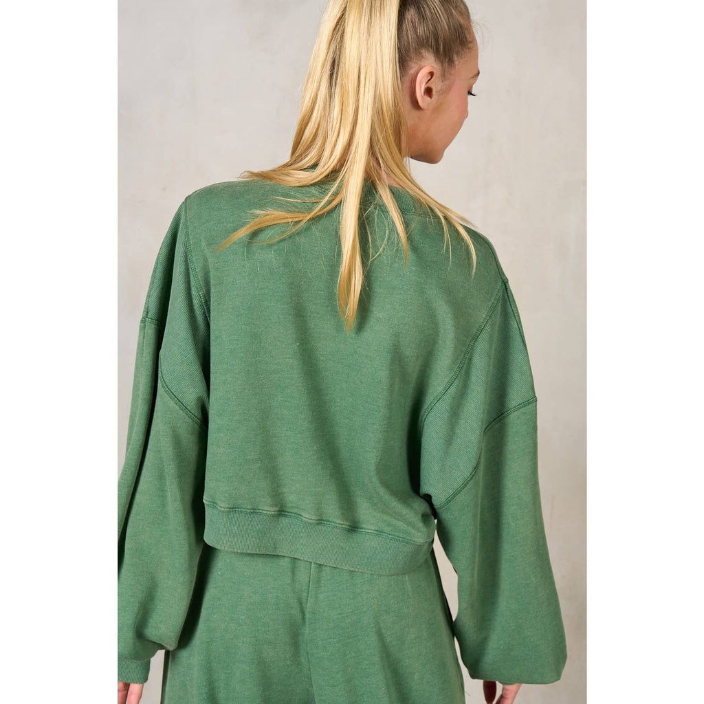 BROOKS RibKnit WaistCrop Sweatshirt Top