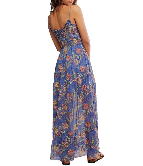 FREE PEOPLE One Ciella Scoop Neck Printed Maxi Dress