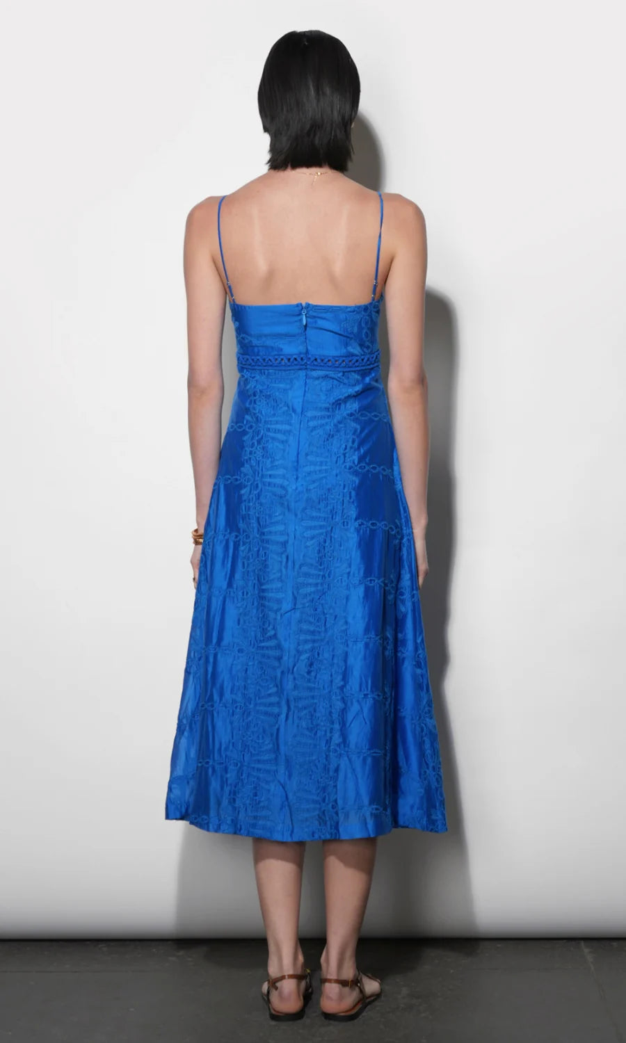 GREYLIN Abigail Embroidered Empire Midi Dress - Jelly Blue