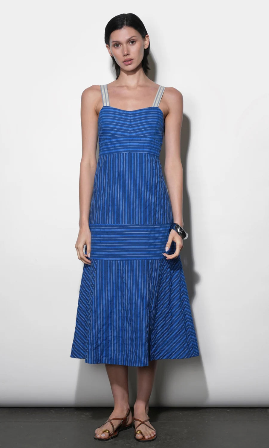 GREYLIN Gail Stripe Work Midi Dress