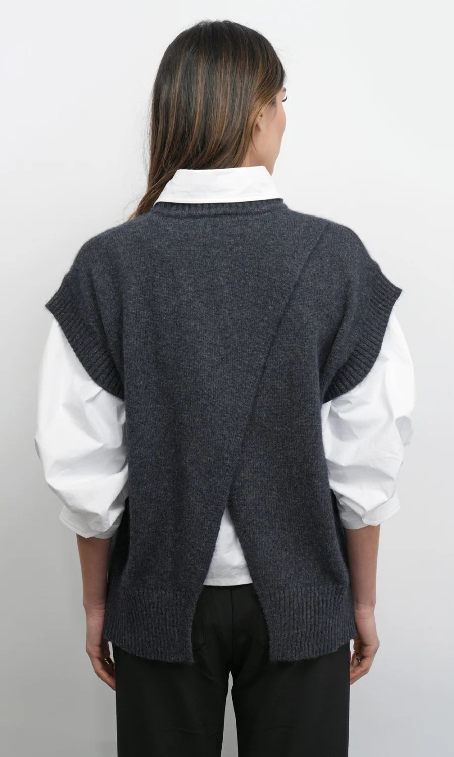GREYLIN Jamie Oversized Open Back Vest - Charcoal