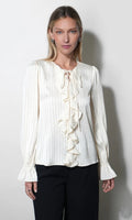 GREYLIN Remi Lace Ruffle Blouse - Ivory