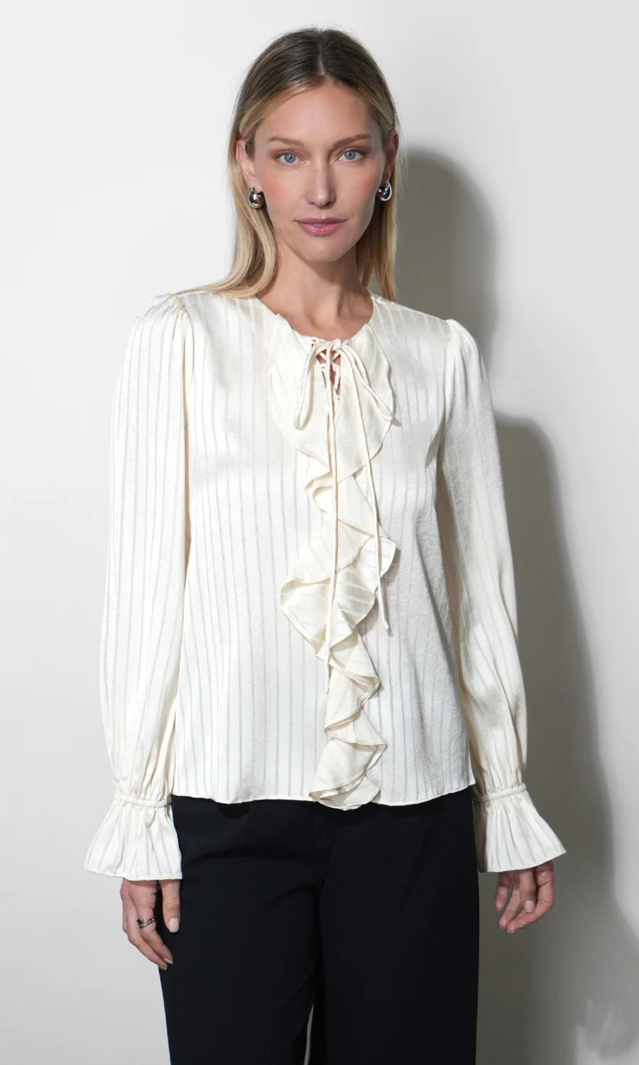 GREYLIN Remi Lace Ruffle Blouse - Ivory