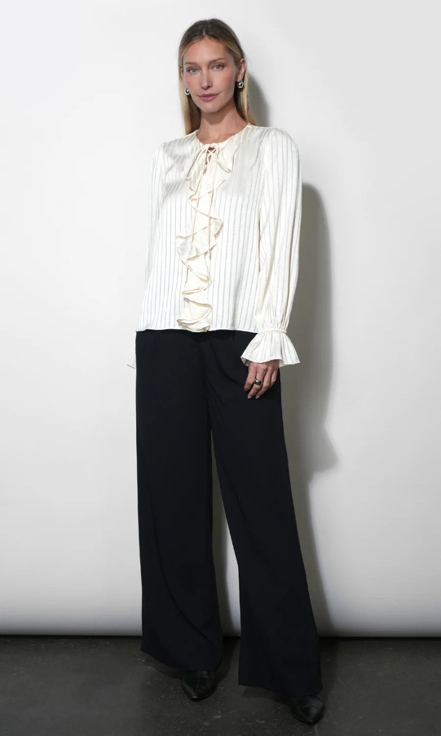 GREYLIN Remi Lace Ruffle Blouse - Ivory