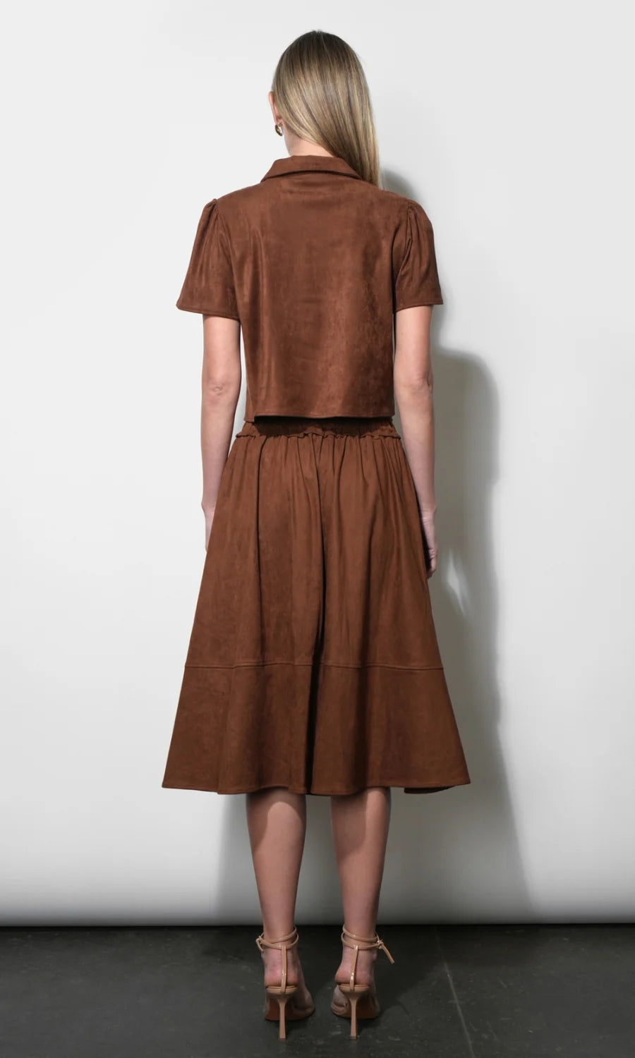 GREYLIN Wren Suede Midi Skirt