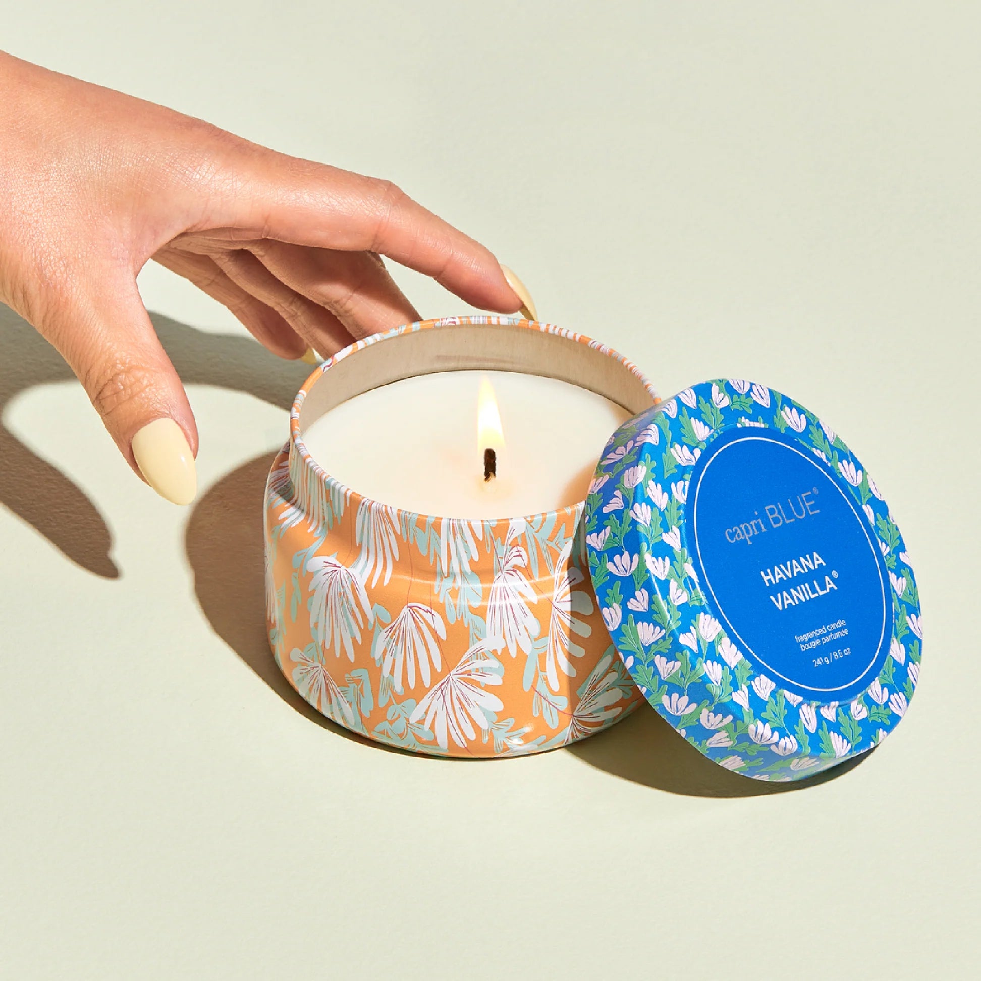 Capri BLUE Havana Vanilla Pattern Play Printed Travel Tin Candle 8.5oz