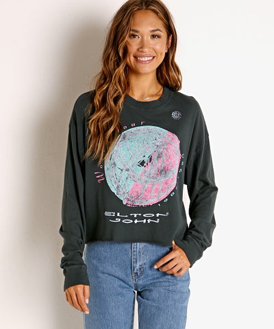 DAYDREAMER World Tour ELTON JOHN Long Sleeve Crop Tee Top