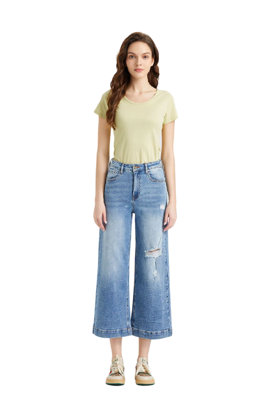 Bayeas ABIGAIL Distress Ankle Flare Jeans