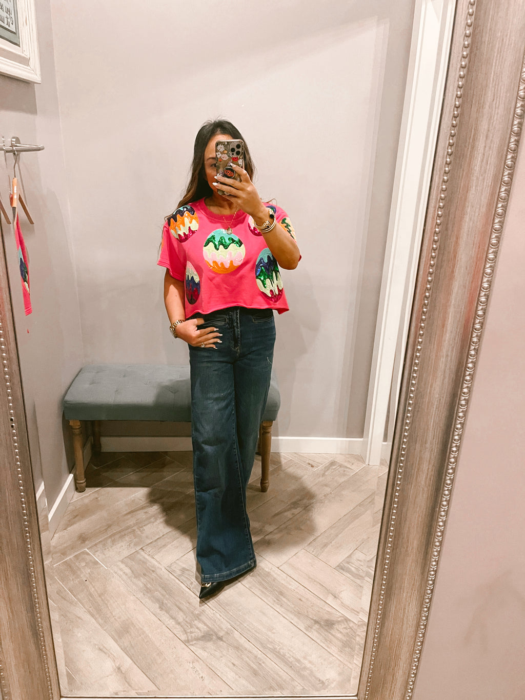 QUEEN OF SPARKLES Sequin GROOVY EASTER EGG Top