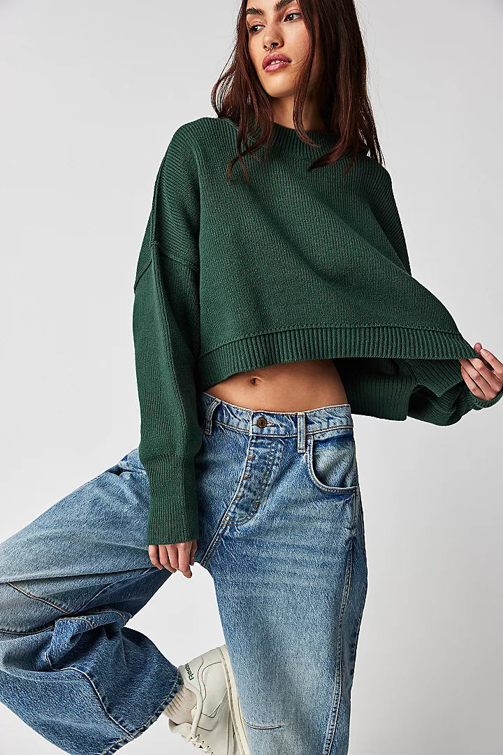 FREE PEOPLE Crop EASY STREET Pullover Sweater Top