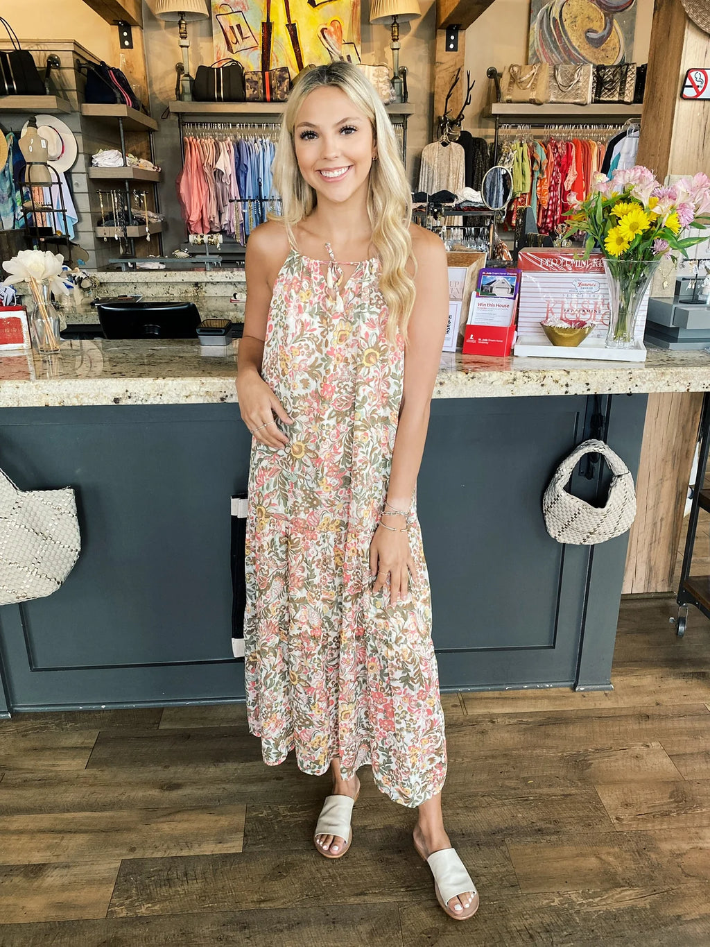 *DEAR JOHN Floral RYO V-Neck Maxi Dress