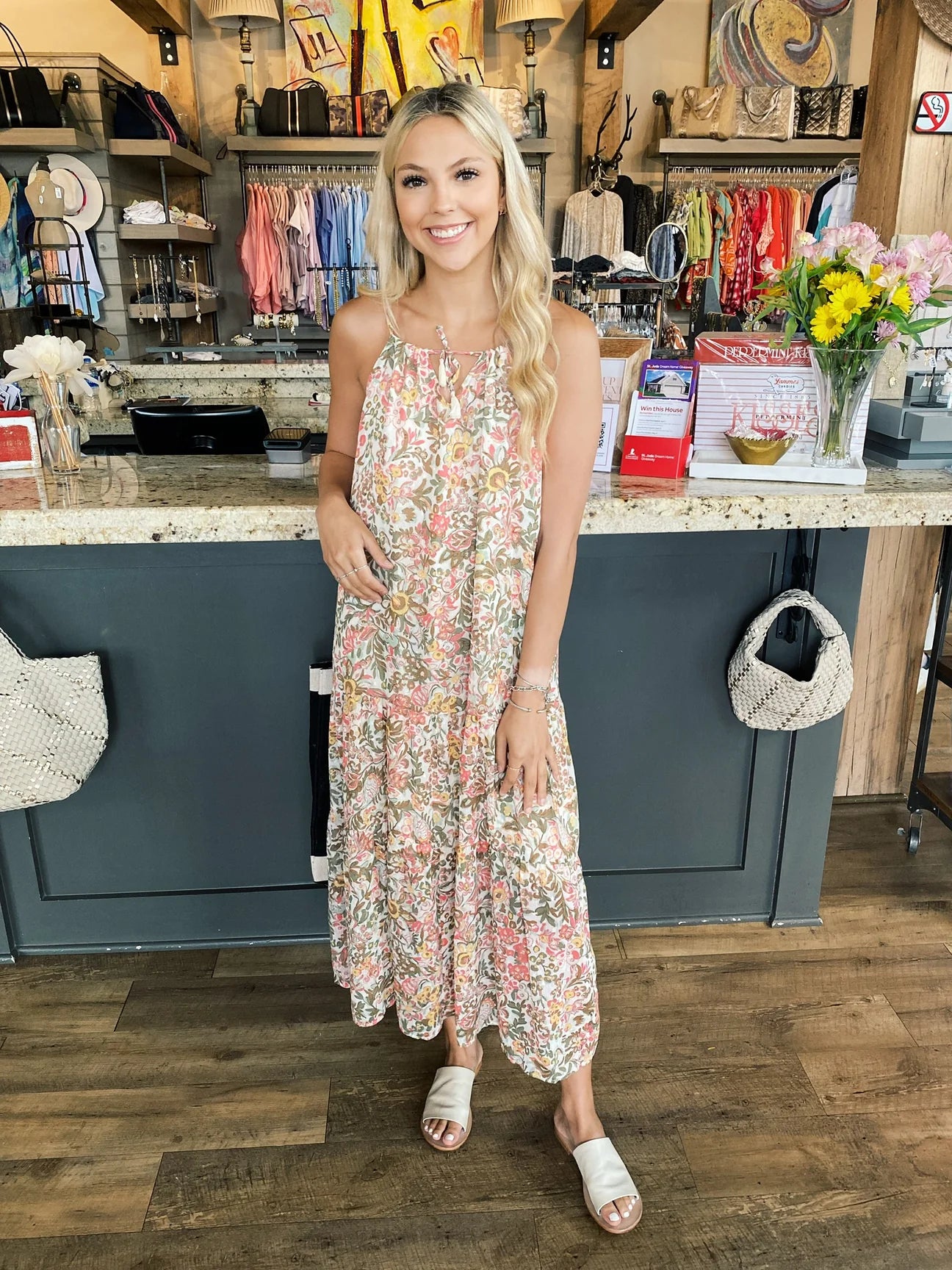 *DEAR JOHN Floral RYO V-Neck Maxi Dress