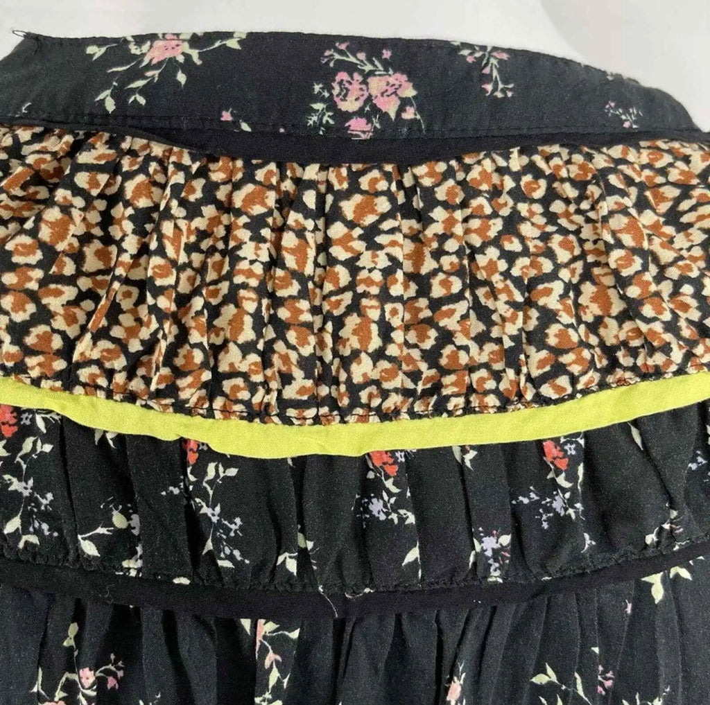 FREE PEOPLE Floral PALOMA ButtonDown Pleated Yoke Top