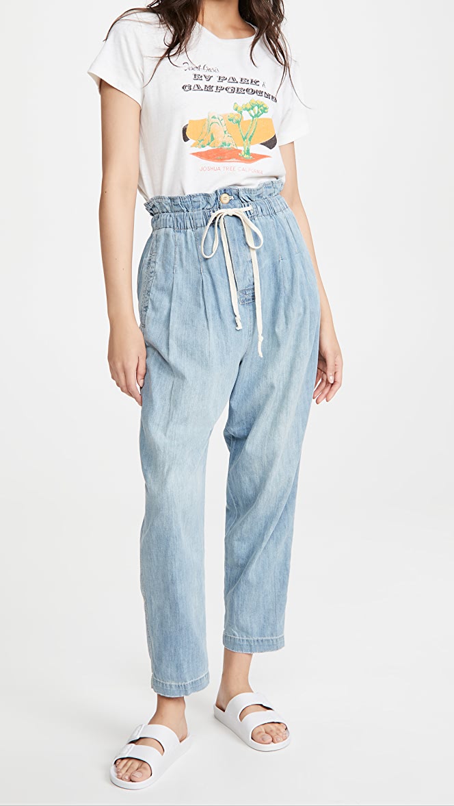 FREE PEOPLE Drawstring MARGATE Pleated PaperBag Trouser