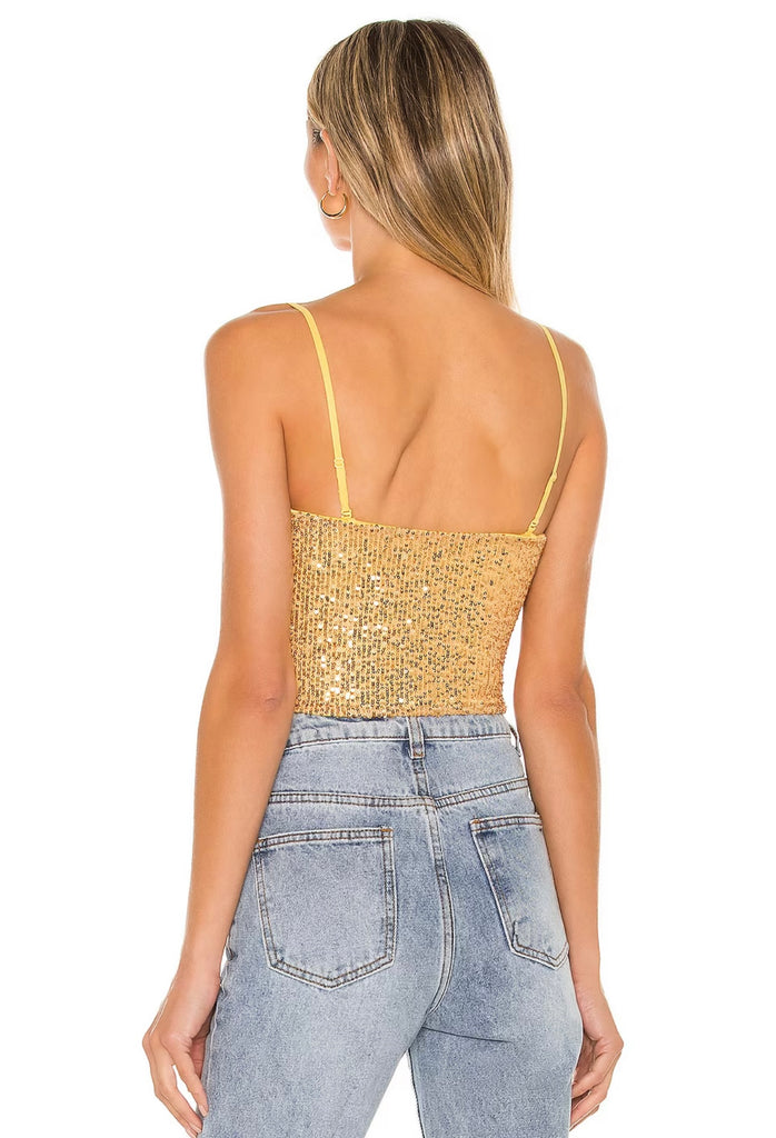 FREE PEOPLE Sequin TA DA Convertible/Strapless Top – Silver Accents