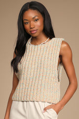 *FREE PEOPLE MultiKnit HOOPLA V-Back Vest