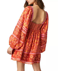FREE PEOPLE Floral ENDLESS AFTERNOON PuffSleeve Babydoll Dress