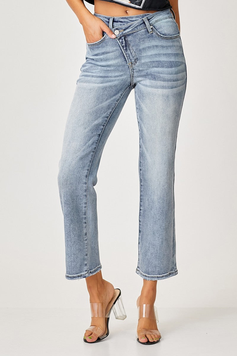 RISEN HighRise ANNA Crossover Straight-leg Jeans
