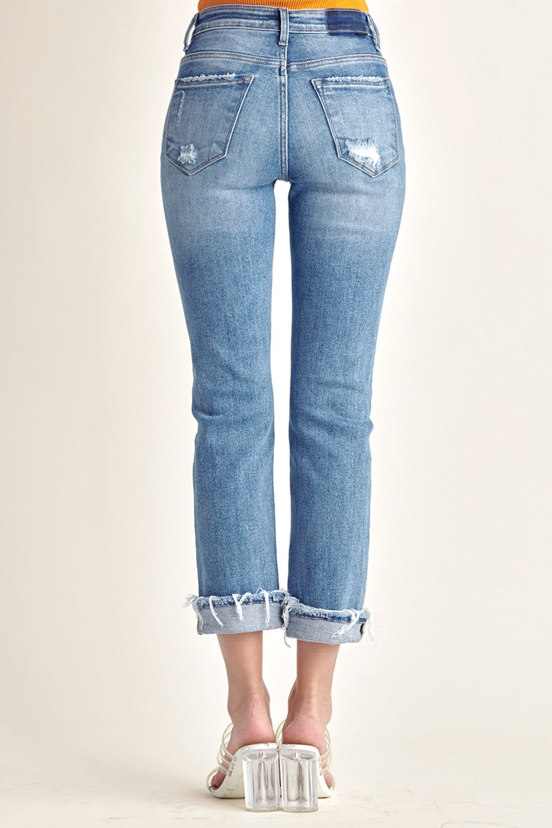RISEN MidRise BLAKELY Straight Cuff Jeans
