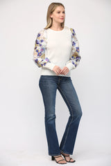 LUCY Contrast Jacquard Sleeve Sweater