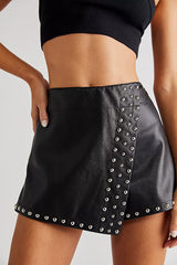 FREE PEOPLE VeganLeather  EMMY Studded Mini Skort