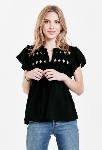 *DEAR JOHN Flutter~Sleeve KEZIA Cut~Out Top