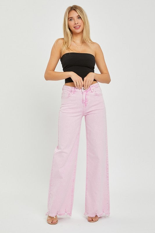RISEN HiRise ADDIE WideLeg FrayHem Jeans