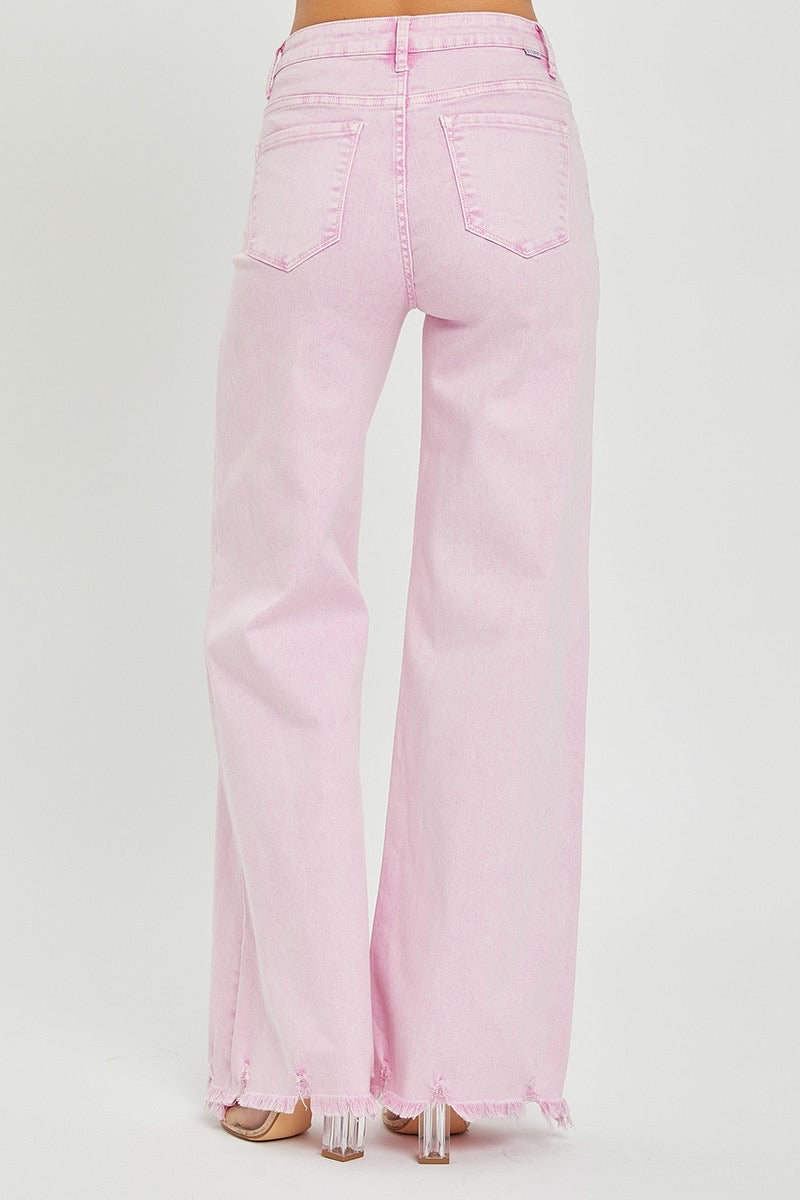 RISEN HiRise ADDIE WideLeg FrayHem Jeans