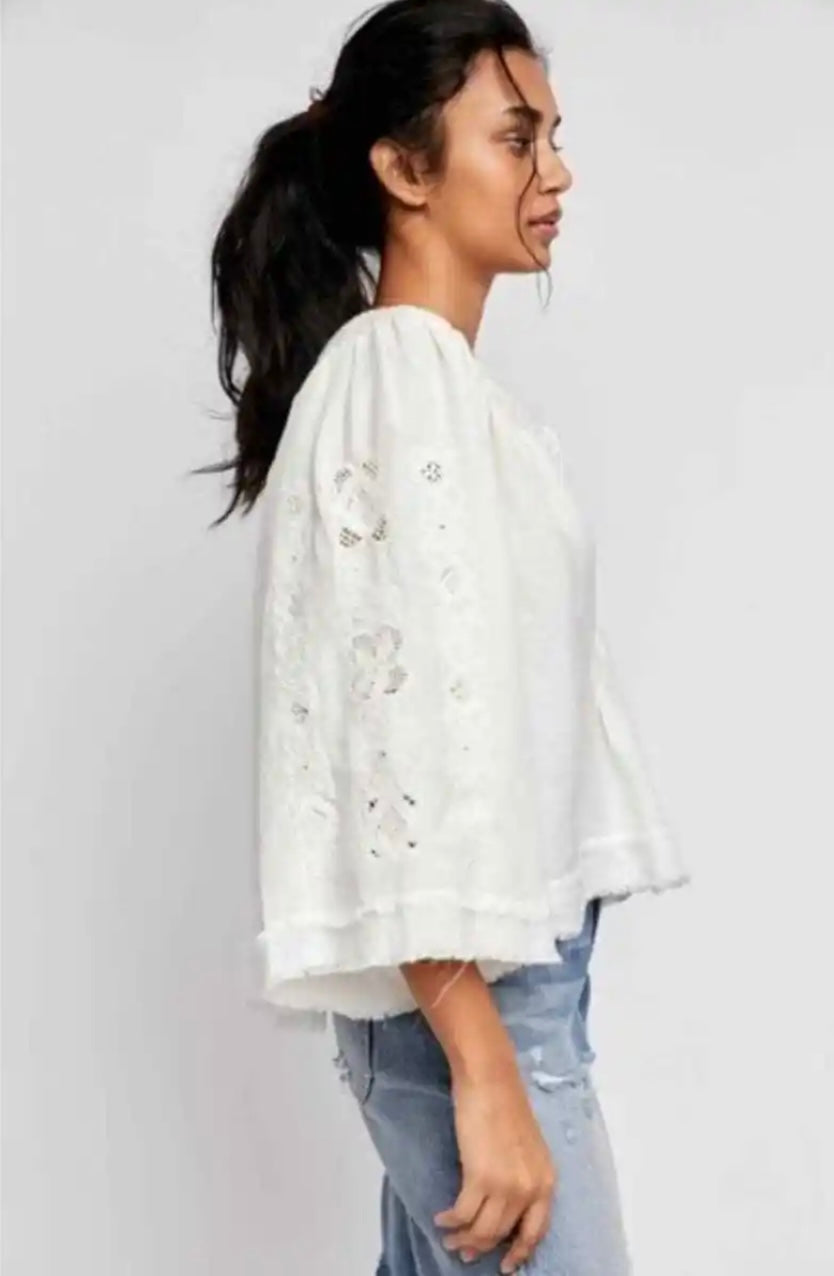 FREE PEOPLE Embroidered SUN VALLEY Top
