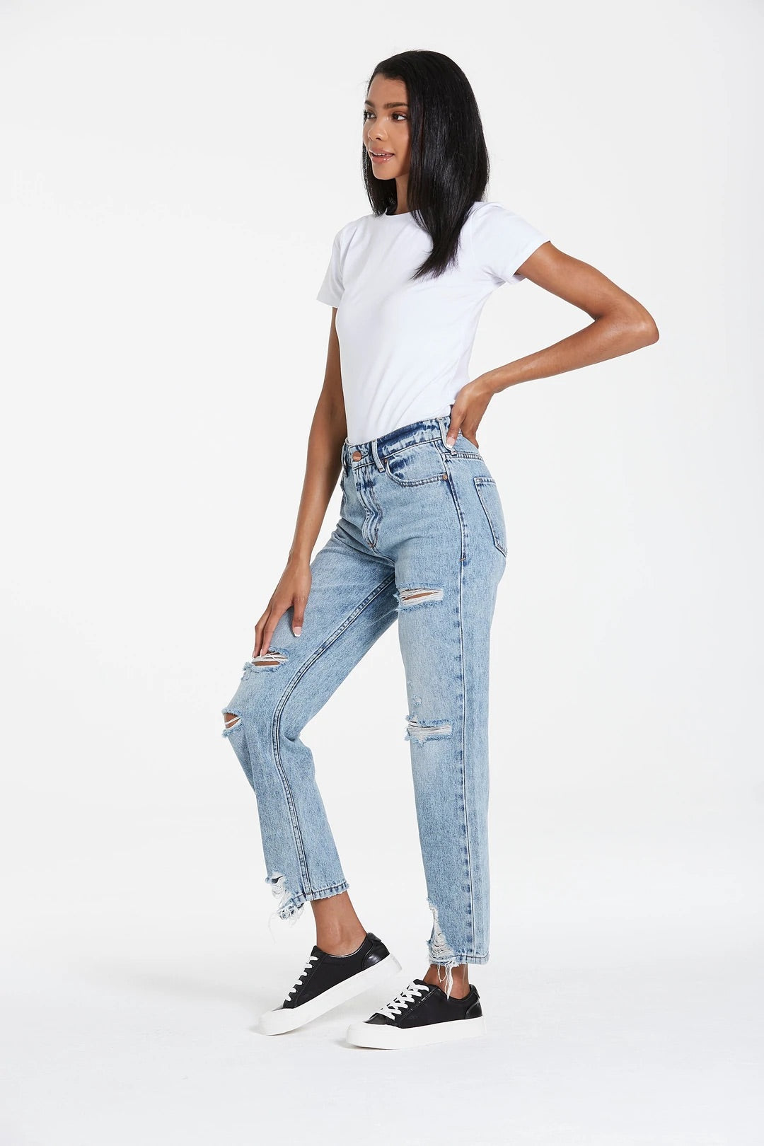 DEAR JOHN SuperHiRise JODI Distressed StraightLeg Jeans