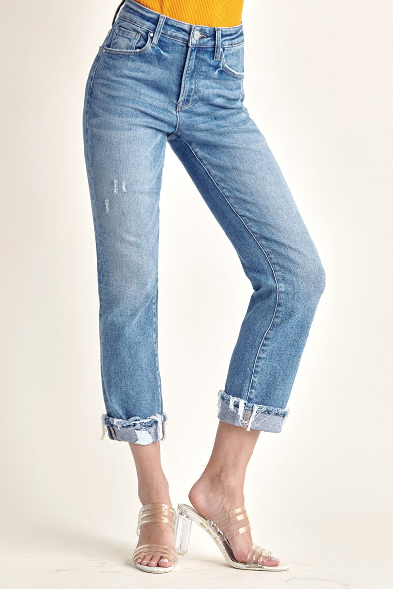 RISEN MidRise BLAKELY Straight Cuff Jeans