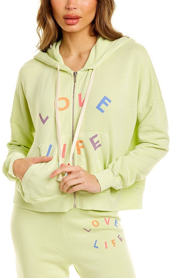 WILDFOX COUTURE Shadow Lime LOVE LIFE Kinley Hoodie Top