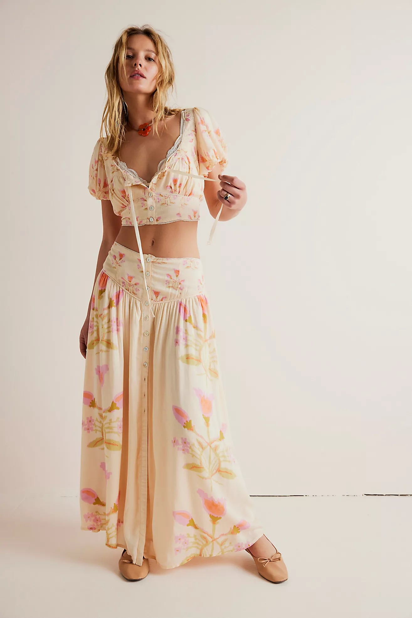 FREE PEOPLE Two-Piece EASY TO LOVE Floral Skirt Set