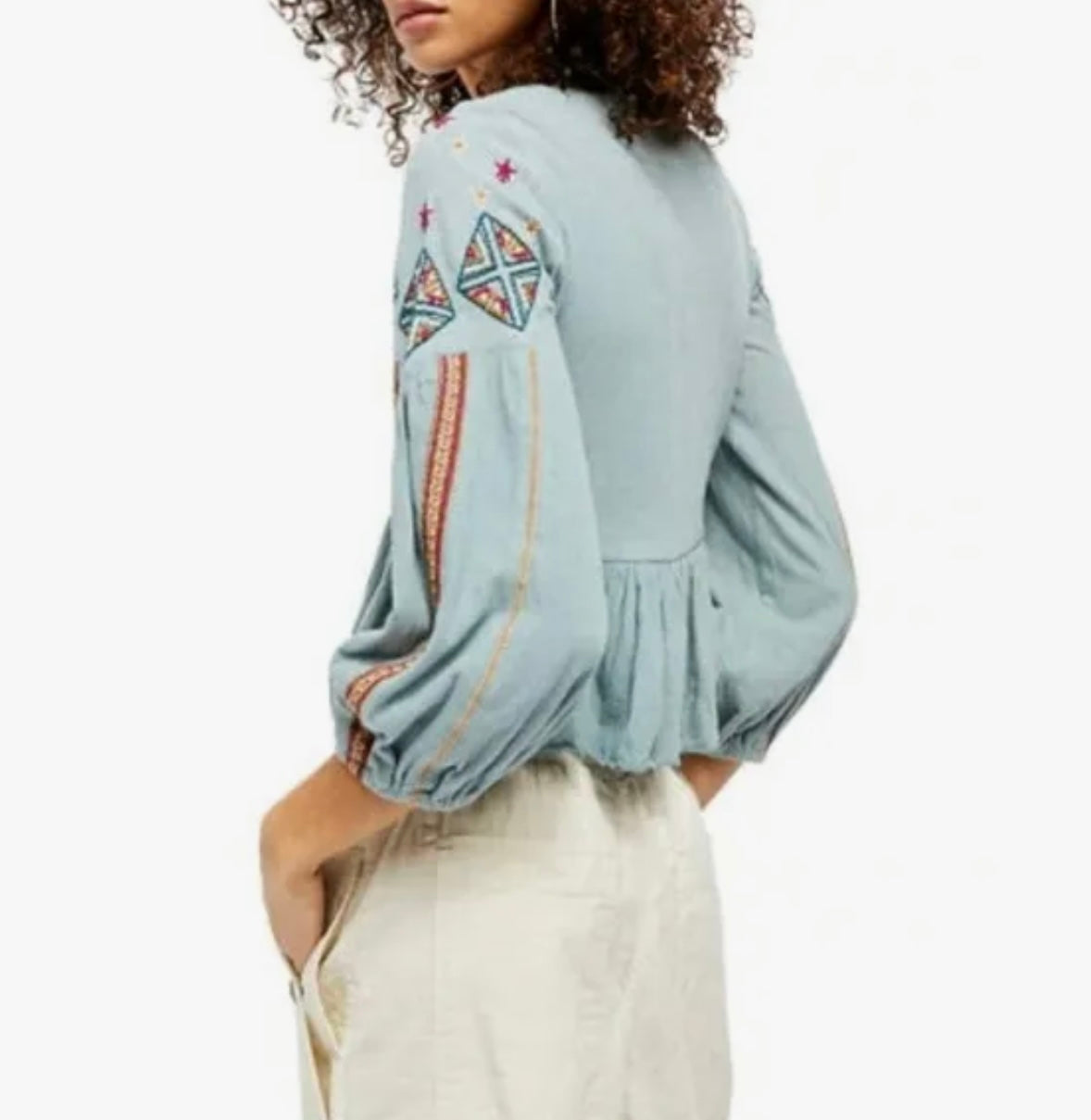 FREE PEOPLE Lagoon ARIA Embroider Flowy Top