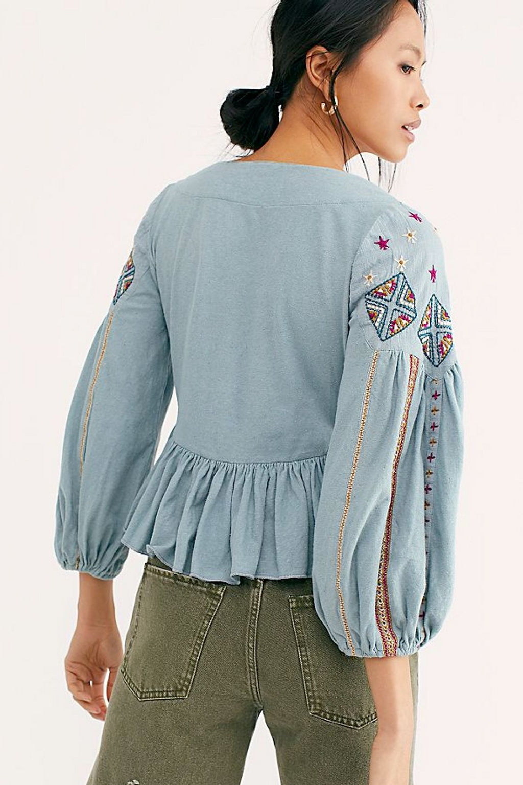 FREE PEOPLE Lagoon ARIA Embroider Flowy Top